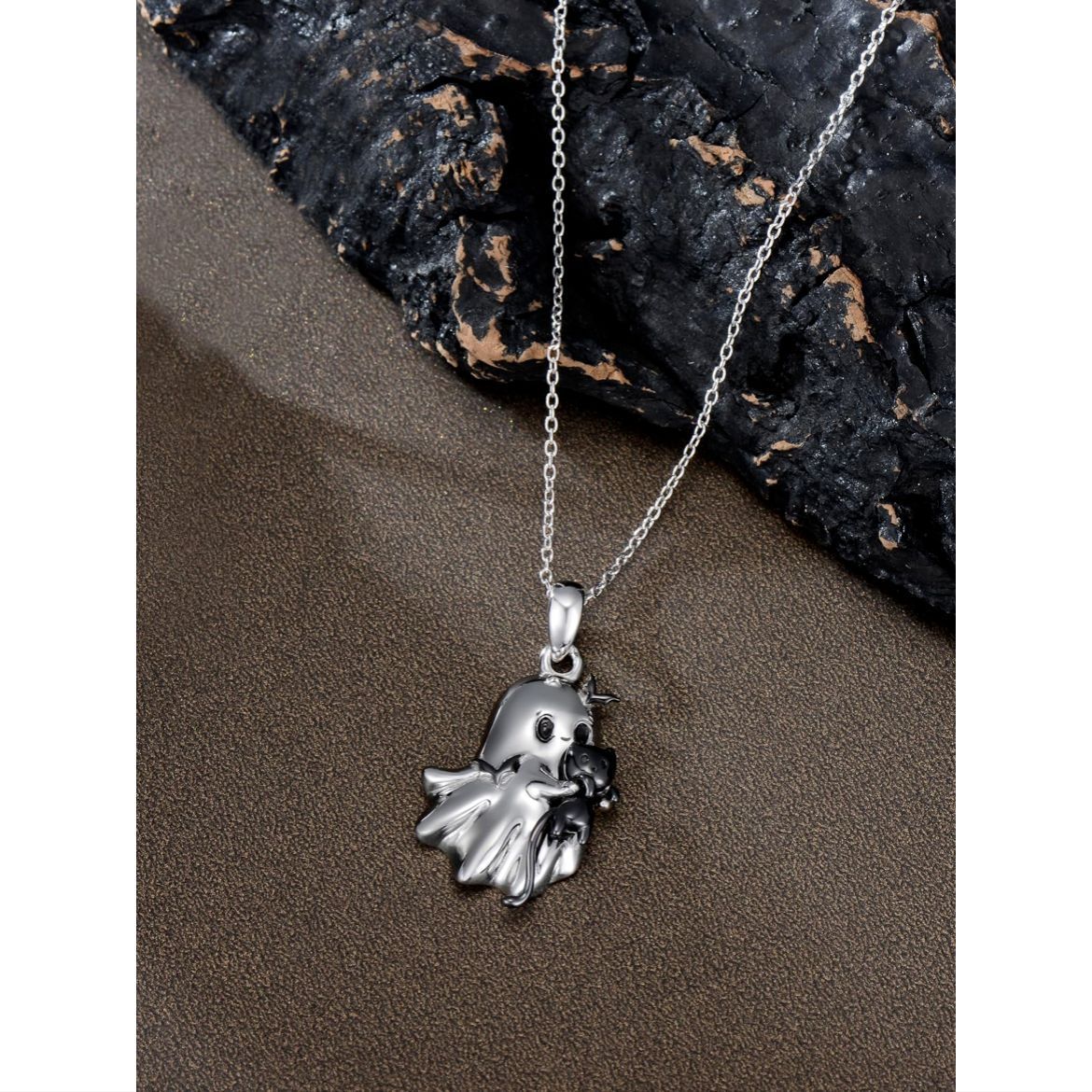 Ghost, Cat & Bat Charm Necklace β Spooky Chic Trio