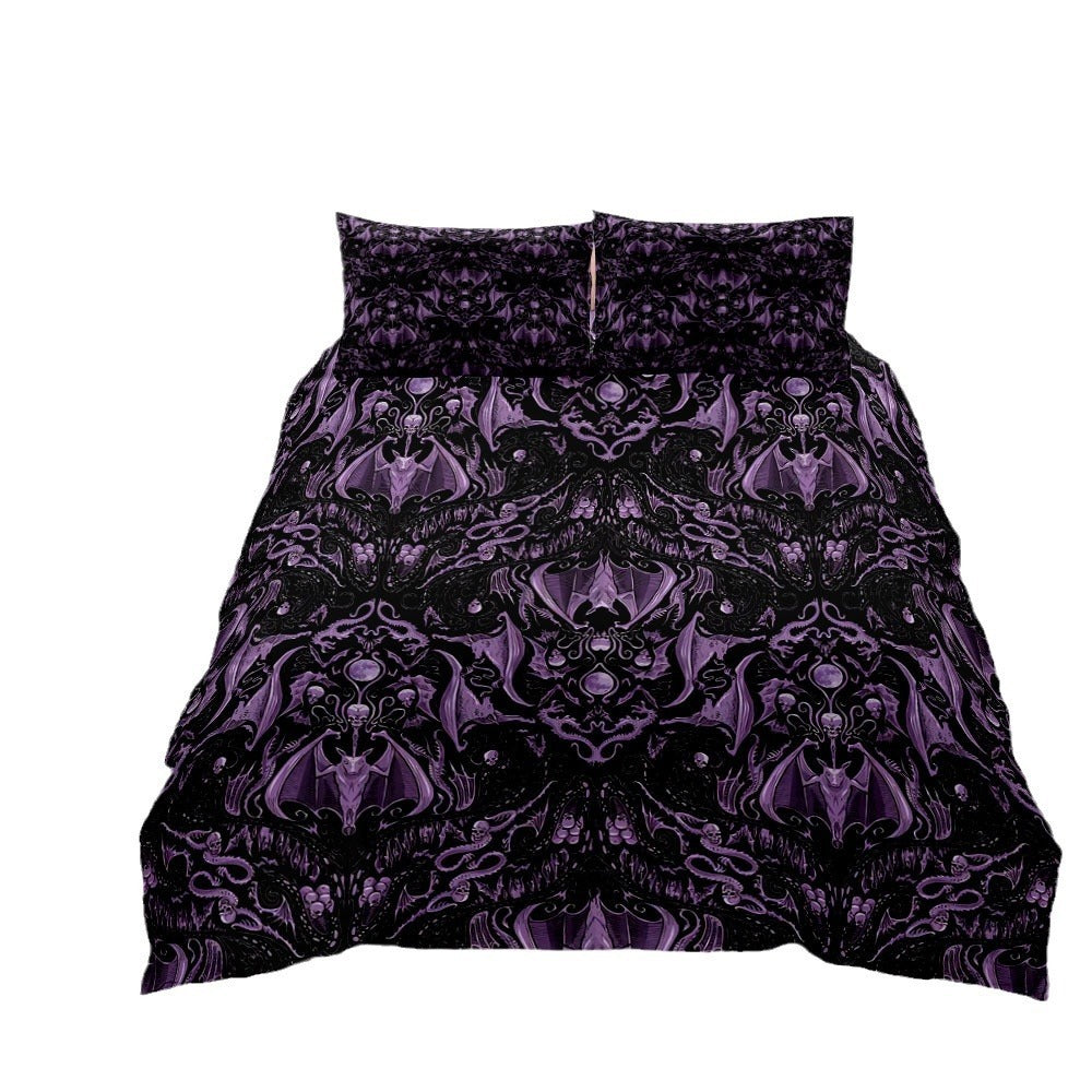 Gothic Bat Digital Printed Quilt Cover Three-piece Set