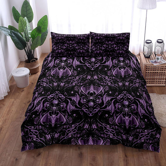 Gothic Bat Digital Printed Quilt Cover Three-piece Set