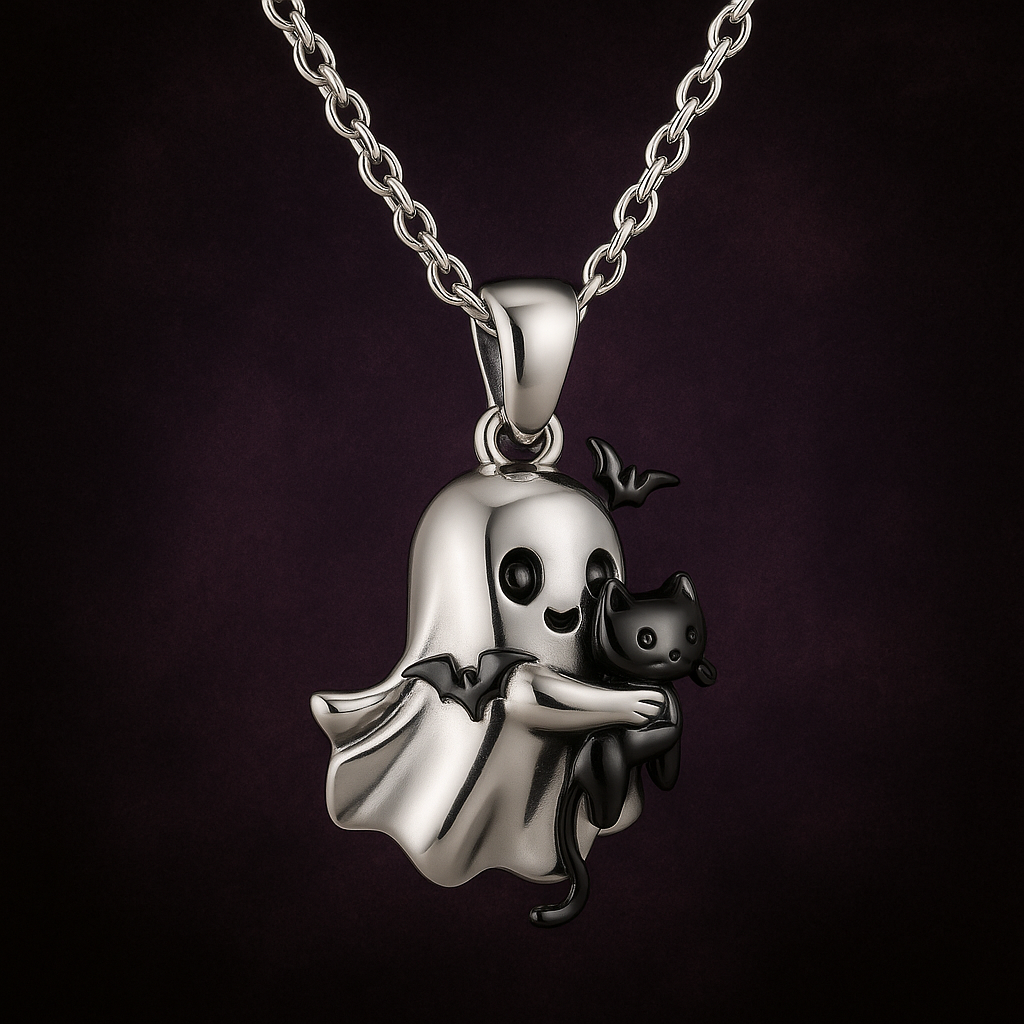 Ghost, Cat & Bat Charm Necklace – Spooky Chic Trio