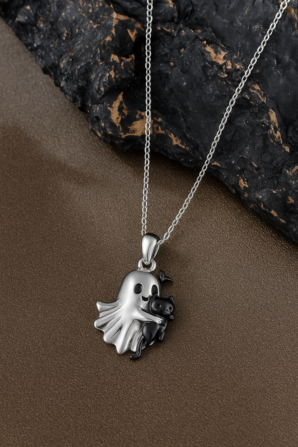 Ghost, Cat & Bat Charm Necklace – Spooky Chic Trio